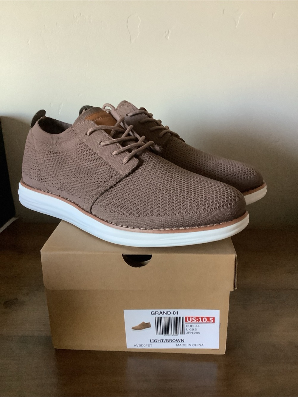 Bruno Marc Grand-01 Light Brown Knit Men's Casual Lace-Up Shoes
